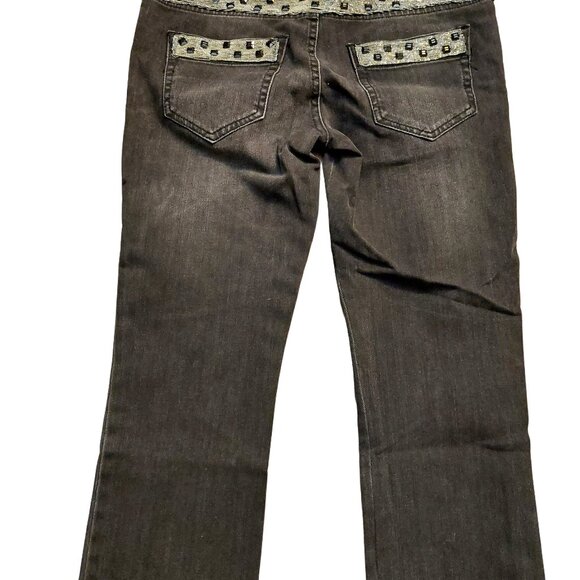 John Richmond Silver Black Studs & Chain Detail on Black Washed Denim Jeans 27 - Picture 10 of 16